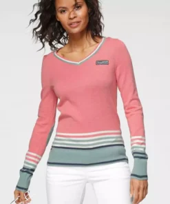 KangaROOS V-Ausschnitt-Pullover im tollen Streifen-Farb-Mix Marine-rot, Grau-meliert-pink, Hummer-mint-wollweiß-blau-gestreift, Grün-hellgrau-wollweiß-gestreift -KangaROOS Verkaufsladen 9b986288 ec17 5663 9224 5144e573d523