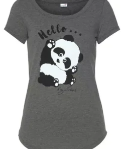 KangaROOS T-Shirt mit niedlichem Pandaprint vorne und hinten Anthrazit-meliert, Marine -KangaROOS Verkaufsladen a0a9d570 e602 54f3 a117 0a45eba756b3