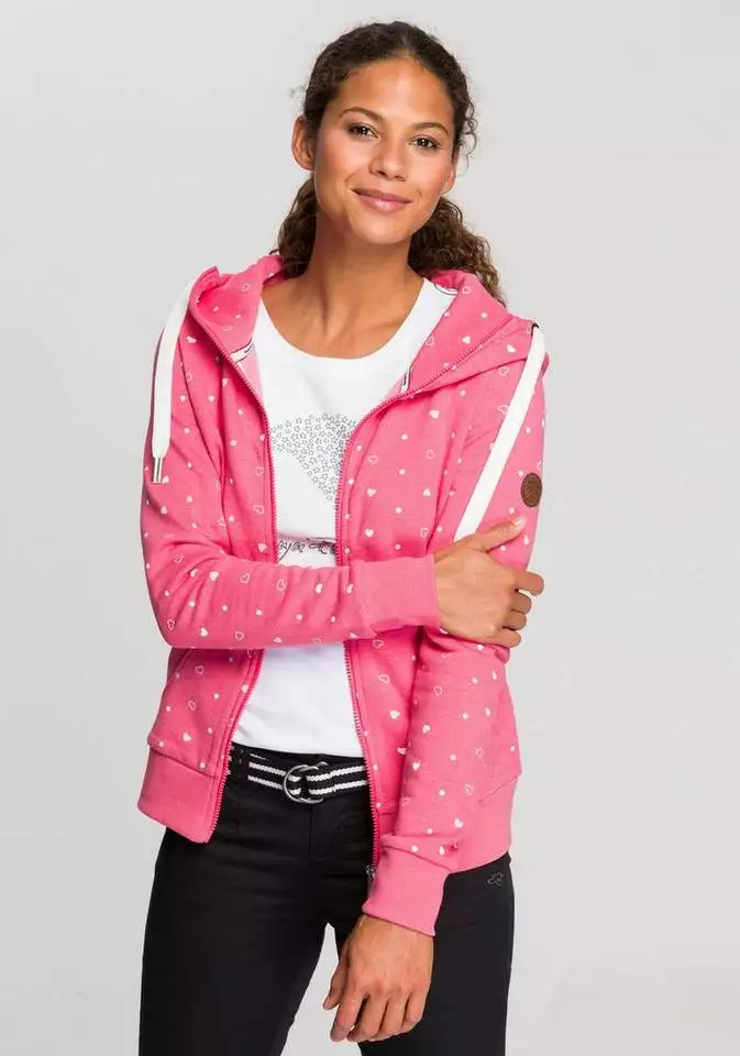 KangaROOS Kapuzensweatjacke mit modischem Minimal-Allover-Druck Marine, Himbeere-meliert 8 KangaROOS Kapuzensweatjacke mit modischem Minimal-Allover-Druck Marine, Himbeere-meliert – Bild 8