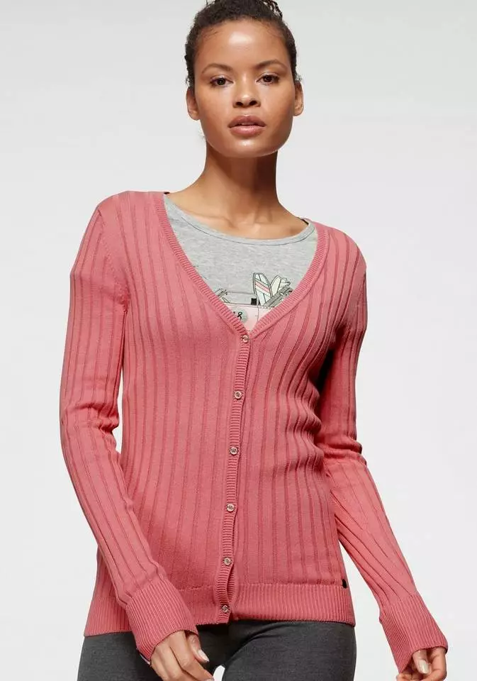 KangaROOS Strickjacke in breit geripptem Feinstrick unf Markennamen auf dem Arm - NEUE KOLLEKTION Marine, Schwarz, Rosa 8 KangaROOS Strickjacke in breit geripptem Feinstrick unf Markennamen auf dem Arm - NEUE KOLLEKTION Marine, Schwarz, Rosa – Bild 8