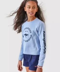 KangaROOS Langarmshirt in kurzer Form mit Ärmeldruck