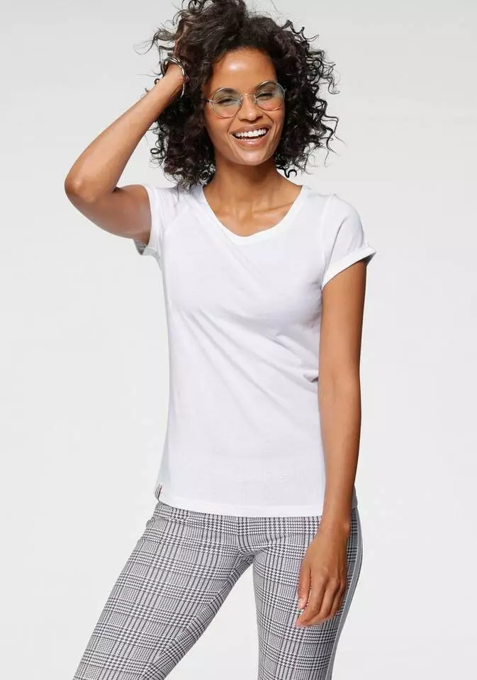 KangaROOS T-Shirt mit süßem aufgekrempleten Ärmalsaum Weiß, Rosa, Marine, Schwarz 8 KangaROOS T-Shirt mit süßem aufgekrempleten Ärmalsaum Weiß, Rosa, Marine, Schwarz – Bild 8