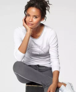 KangaROOS Rundhalsshirt mit großem Logodruck im Collage-Look Hellgrau-meliert, Wei&szlig; -KangaROOS Verkaufsladen aba00bd9 2f61 52bd 8d75 5fb81f044321