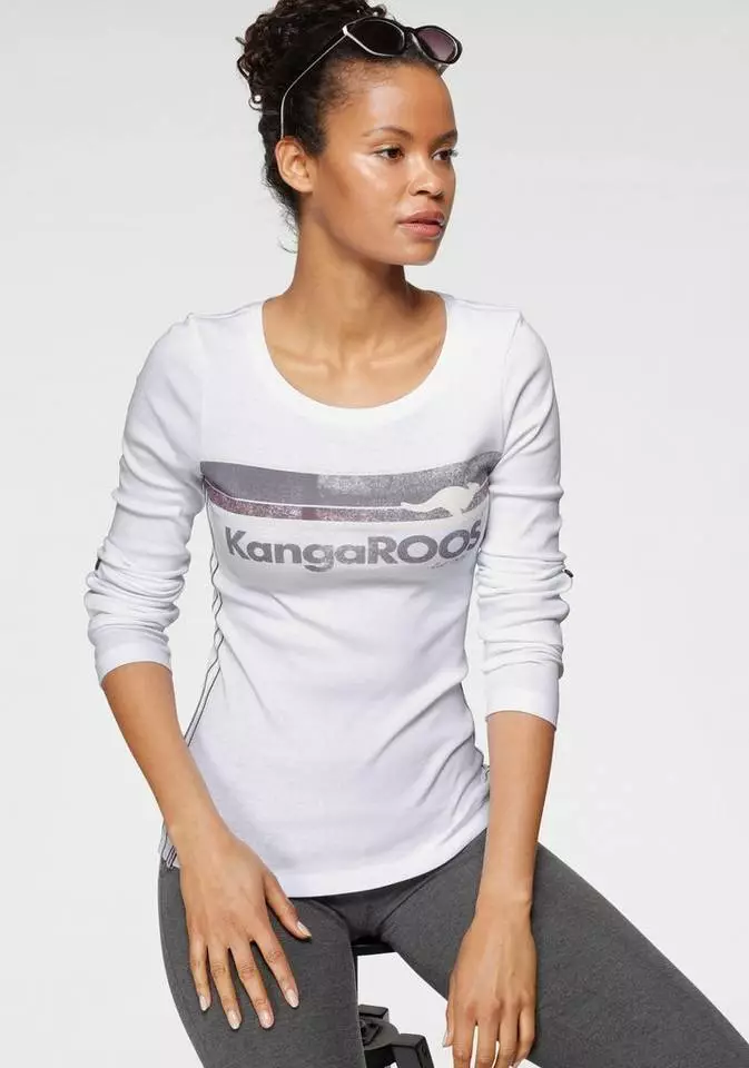 KangaROOS Print-Shirt mit Turn-up Ärmeln und collem Front-Druck 1 KangaROOS Print-Shirt mit Turn-up Ärmeln und collem Front-Druck