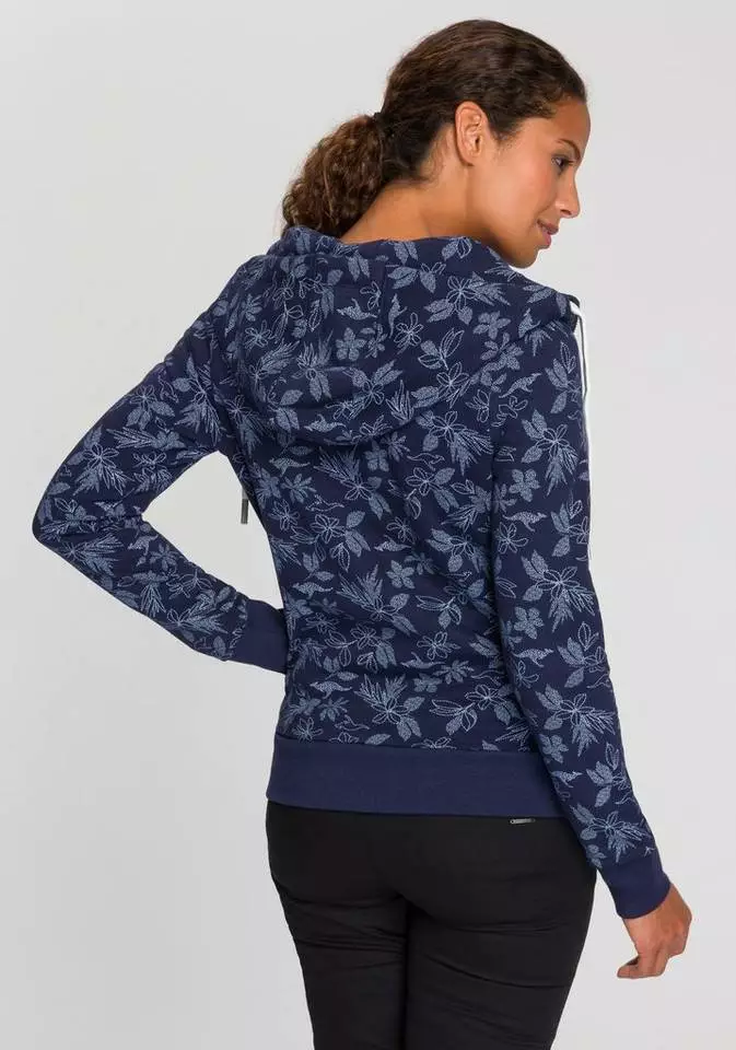 KangaROOS Kapuzensweatjacke mit modischem Minimal-Allover-Druck Marine, Himbeere-meliert 2 KangaROOS Kapuzensweatjacke mit modischem Minimal-Allover-Druck Marine, Himbeere-meliert – Bild 2