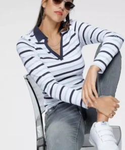 KangaROOS Langarm-Poloshirt mit KangaROOS Schriftzug am Ärmel Weiß-marine, Bordeaux-weiß -KangaROOS Verkaufsladen b0946a77 a215 5592 9a64 5732c33a78f3