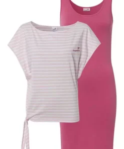 KangaROOS Jerseykleid (Set, 2-tlg., mit T-Shirt) für einen sommerlichen Kombi-Look Blau-weiß-marine, Schwarz | grau-weiß-gestreift, Rosa-weiß-himbeere