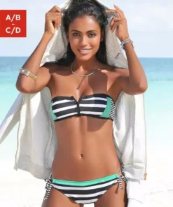 KangaROOS Bandeau-Bikini-Top »Anita«, mit Reißverschluss zwischen den Cups Marine-weiß, Schwarz-weiß