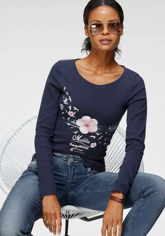 KangaROOS Longsleeve mit großem Druck im Metallic-Design Marine-meliert, Hellgrau-meliert, Weiß, Schwarz 9 KangaROOS Longsleeve mit großem Druck im Metallic-Design Marine-meliert, Hellgrau-meliert, Weiß, Schwarz – Bild 9