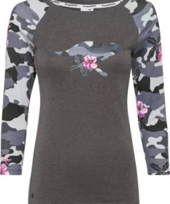 KangaROOS 3/4-Arm-Shirt mit tarnfarbenen Camouflage-Ärmeln und Front-Print Anthrazit-schwarz, Offwhite-tarnfarben -KangaROOS Verkaufsladen b8674a3b c953 5f04 98e1 0524859b62c0