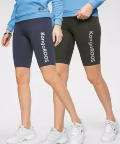 KangaROOS Radlerhose (2-tlg) perfekt kombinierbar mit Kleidern und Röcken Marine-schwarz, Wei&szlig;-hellgrau-melange-bedruckt-silberfarben