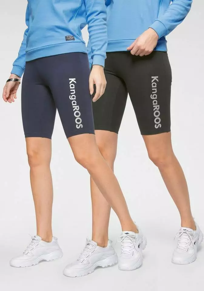 KangaROOS Radlerhose (2-tlg) perfekt kombinierbar mit Kleidern und Röcken Marine-schwarz, Weiß-hellgrau-melange-bedruckt-silberfarben 1 KangaROOS Radlerhose (2-tlg) perfekt kombinierbar mit Kleidern und Röcken Marine-schwarz, Weiß-hellgrau-melange-bedruckt-silberfarben