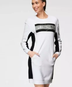 KangaROOS Sweatkleid mit großem Logodruck und kontrastfarbenen Einsätzen - NEUE KOLLEKTION Weiß, Schwarz