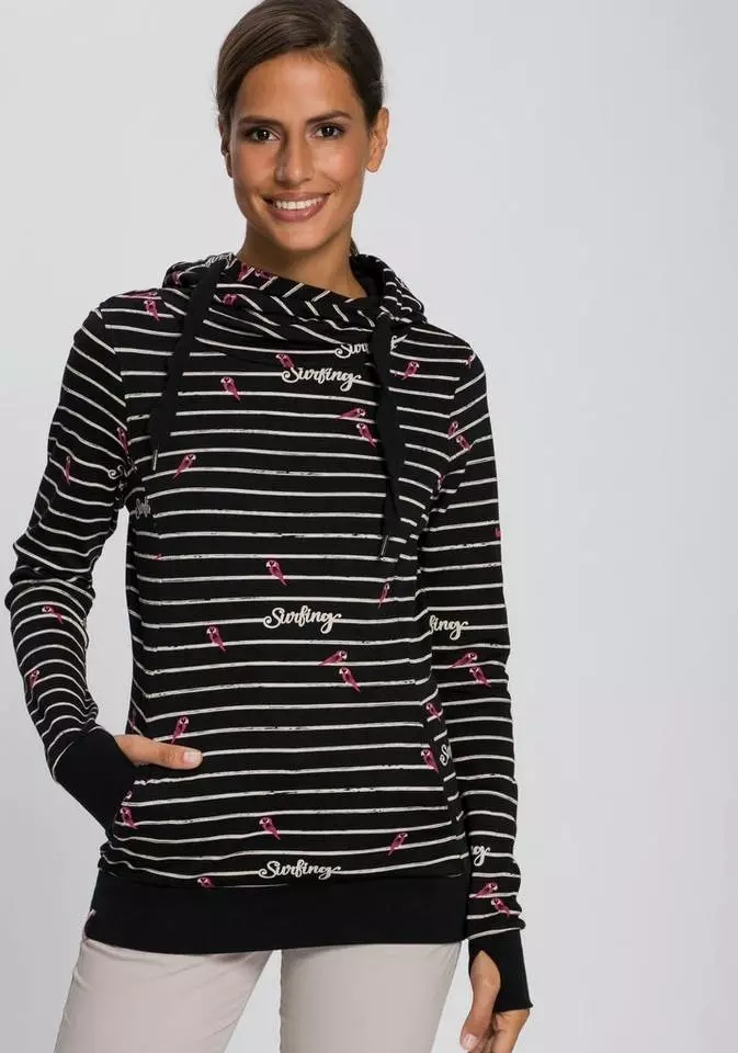 KangaROOS Hoodie in Langform mit überlappender Kapuze Ecru-meliert-mittelblau, Blau-meliert-weiß, Koralle-meliert, Schwarz 9 KangaROOS Hoodie in Langform mit überlappender Kapuze Ecru-meliert-mittelblau, Blau-meliert-weiß, Koralle-meliert, Schwarz – Bild 9