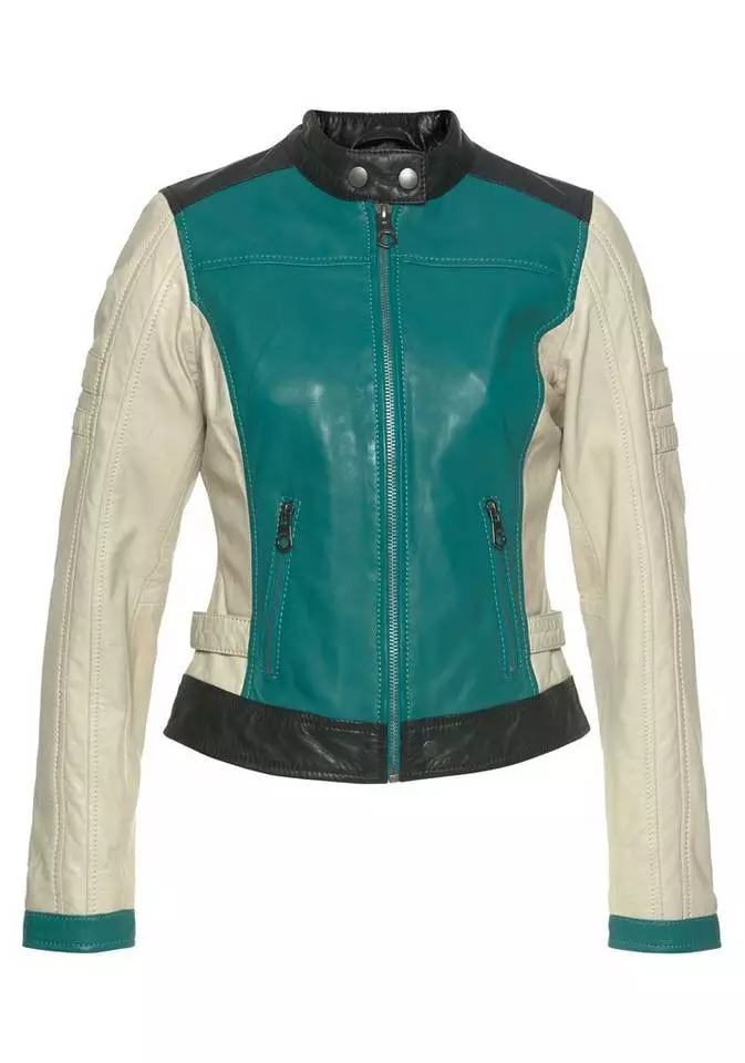 KangaROOS Lederjacke mit farbigen Streifendetails Schwarz-rot, Grün-offwhite 6 KangaROOS Lederjacke mit farbigen Streifendetails Schwarz-rot, Grün-offwhite – Bild 6