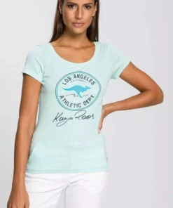 KangaROOS T-Shirt mit großem Retro Label-Druck vorne Wei&szlig;, Schwarz, T&uuml;rkis, Marine