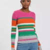 KangaROOS Rundhalspullover im sportivem Streifen-Design Bunt-lila, Wei&szlig;-marine-rot-gestreift, Wollwei&szlig;-rosa, Pink-orange-gr&uuml;n