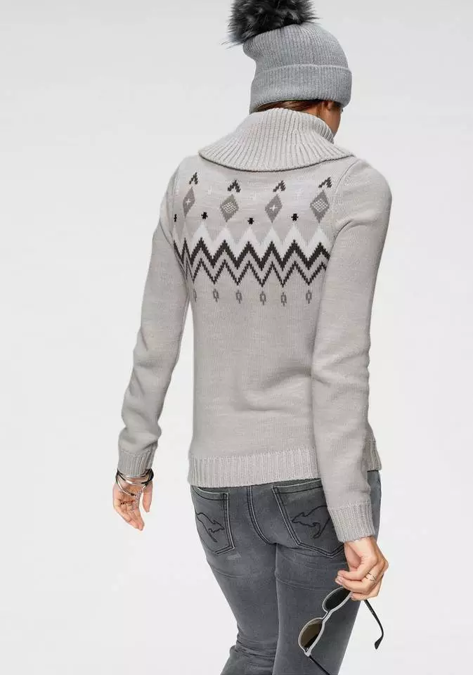 KangaROOS Norwegerpullover mit großem Rollkragen Hellgrau-meliert, Rosa-meliert 2 KangaROOS Norwegerpullover mit großem Rollkragen Hellgrau-meliert, Rosa-meliert – Bild 2