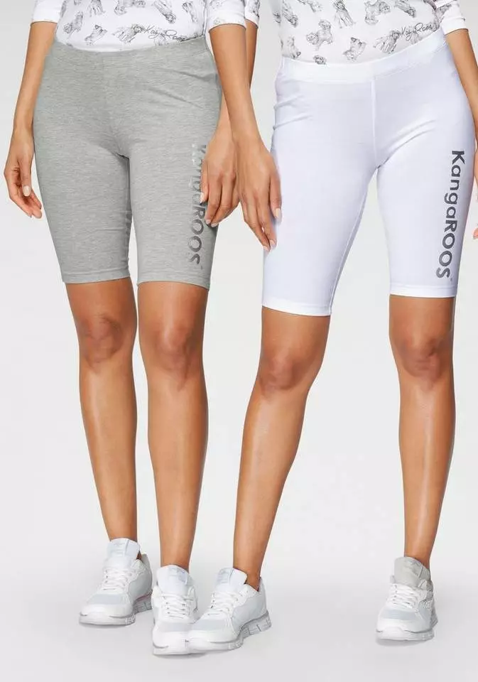 KangaROOS Radlerhose (2-tlg) perfekt kombinierbar mit Kleidern und Röcken Marine-schwarz, Weiß-hellgrau-melange-bedruckt-silberfarben 18 KangaROOS Radlerhose (2-tlg) perfekt kombinierbar mit Kleidern und Röcken Marine-schwarz, Weiß-hellgrau-melange-bedruckt-silberfarben – Bild 18