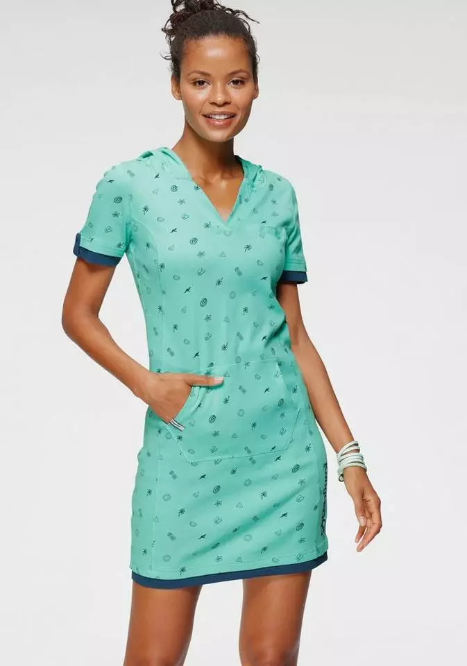 KangaROOS Jerseykleid mit maritimen Anker-Alloverprint Marine, Beere-meliert, Türkis 1 KangaROOS Jerseykleid mit maritimen Anker-Alloverprint Marine, Beere-meliert, Türkis