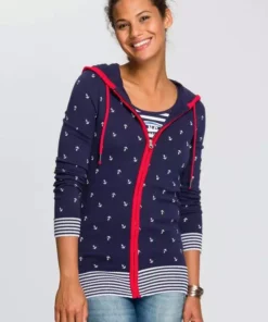 KangaROOS Kapuzenstrickjacke mit Druck und Streifen Mix