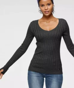 KangaROOS V-Ausschnitt-Pullover in breit geripptem Feinstrick Hellgrau-melange, Aquablau, Marine, Khaki 44 KangaROOS V-Ausschnitt-Pullover in breit geripptem Feinstrick Hellgrau-melange, Aquablau, Marine, Khaki -KangaROOS Verkaufsladen caa03f1e 16a1 516f b9df 6f254e74ef65