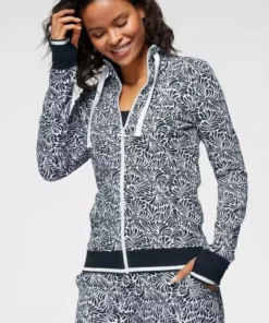 KangaROOS Sweatjacke mit modischem Allover-Druck und Stehkragen Schwarz-wei&szlig;, Jeansblau-rosa -KangaROOS Verkaufsladen cc0684b3 7c41 5763 9057 dbc9aca68114