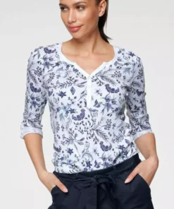 KangaROOS Shirtbluse mit Turn-up Ärmeln und blumigem Allover-Druck - NEUE KOLLEKTION