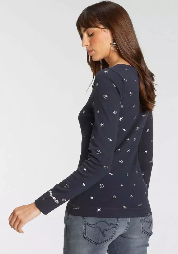 KangaROOS Langarmshirt (Packung, 2er-Pack) im Doppelpack 1x uni + 1x bedruckt - NEUE KOLLEKTION Weiß-schwarz, Marine-hellgrau-meliert 4 KangaROOS Langarmshirt (Packung, 2er-Pack) im Doppelpack 1x uni + 1x bedruckt - NEUE KOLLEKTION Weiß-schwarz, Marine-hellgrau-meliert – Bild 4