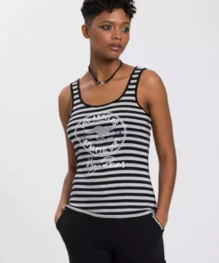 KangaROOS Tanktop mit großem Marken-Logo im Brustbereich Marine-wei&szlig;-gestreift, Himbeere-gestreift, Hellblau-wei&szlig;, Schwarz-hellgrau-meliert