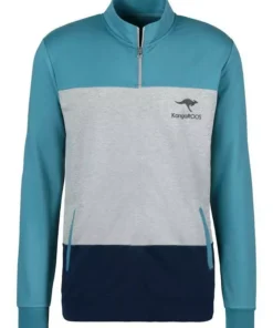KangaROOS Sweatshirt mit Stehkragen und kurzem Reißverschluss Petrol-grau-meliert-navy, Grau-meliert-wei&szlig;-navy