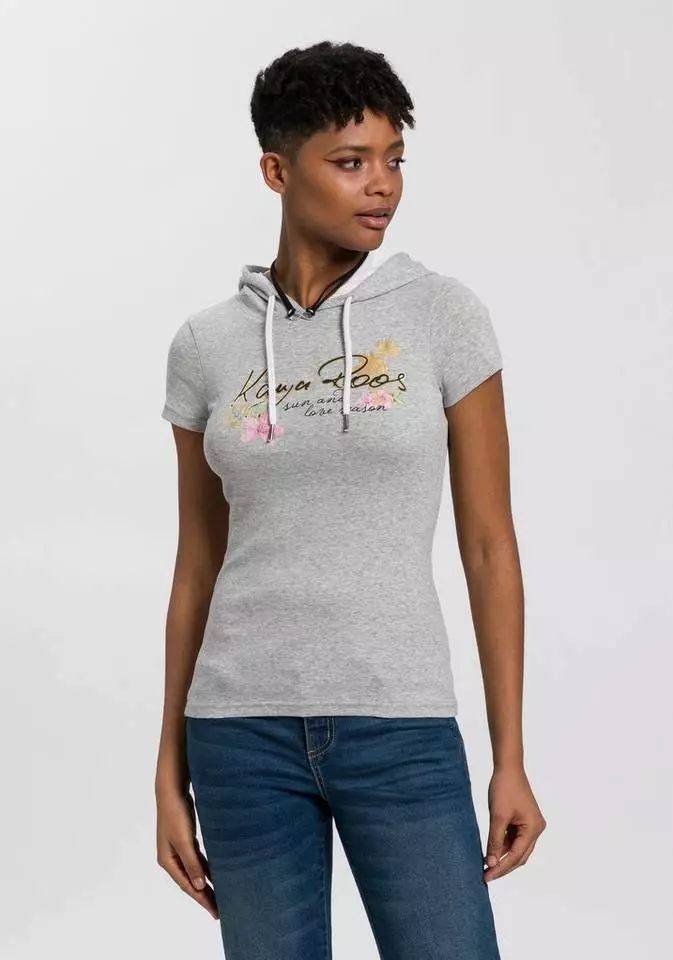 KangaROOS T-Shirt mit Kapuze und blumigen Druck & Logo-Schriftzug - NEUE KOLLEKTION Hellgrau-meliert, Marine 7 KangaROOS T-Shirt mit Kapuze und blumigen Druck & Logo-Schriftzug - NEUE KOLLEKTION Hellgrau-meliert, Marine – Bild 7