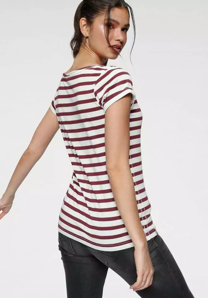 KangaROOS T-Shirt mit großem Metallic-Print vorne Marine-weiß-gestreift, Grau-weiß-gestreift, Bordeaux-weiß-gestreift 2 KangaROOS T-Shirt mit großem Metallic-Print vorne Marine-weiß-gestreift, Grau-weiß-gestreift, Bordeaux-weiß-gestreift – Bild 2