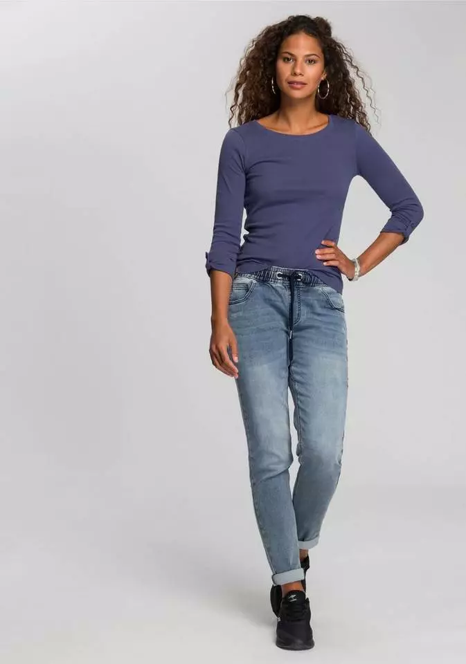 KangaROOS Langarmshirt mit fixierbaren turn-up Ärmel Schwarz, Blau, Weiß 4 KangaROOS Langarmshirt mit fixierbaren turn-up Ärmel Schwarz, Blau, Weiß – Bild 4