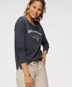 KangaROOS Sweatshirt mit auffälligem Print Himbeere, Marine