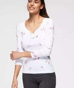 KangaROOS Langarmshirt mit modischem Vögel-Allover-Druck und Knopfleiste Weiß, Marine 15 KangaROOS Langarmshirt mit modischem Vögel-Allover-Druck und Knopfleiste Weiß, Marine -KangaROOS Verkaufsladen e79ebb55 5664 5fbd 81e1 a8209178236c