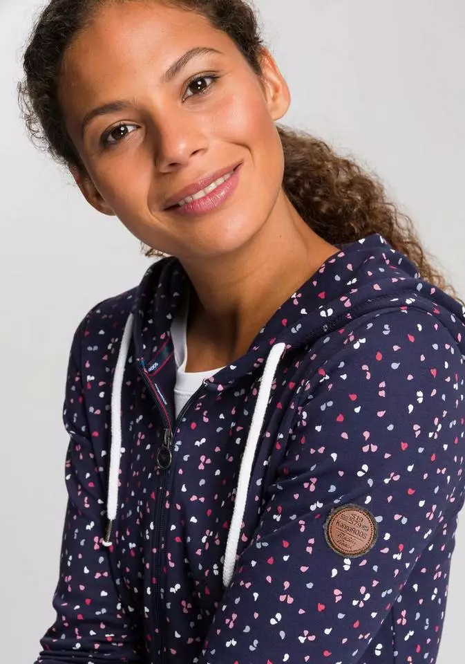 KangaROOS Kapuzensweatjacke mit sportlichem Minimal-Print Mittelblau, Ecru-meliert, Schwarz, Marine 3 KangaROOS Kapuzensweatjacke mit sportlichem Minimal-Print Mittelblau, Ecru-meliert, Schwarz, Marine – Bild 3