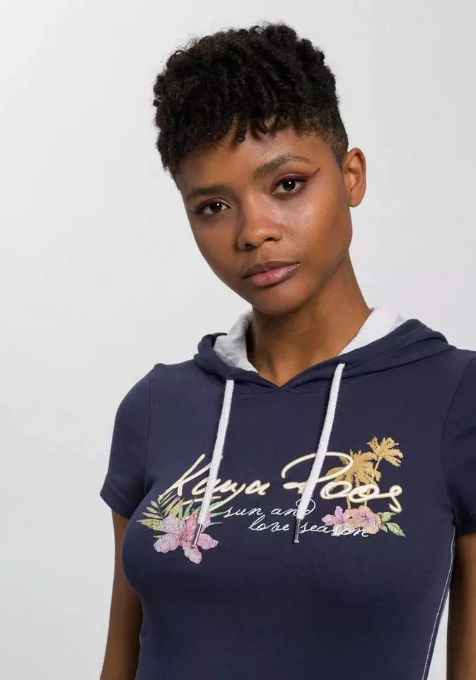 KangaROOS T-Shirt mit Kapuze und blumigen Druck & Logo-Schriftzug - NEUE KOLLEKTION Hellgrau-meliert, Marine 3 KangaROOS T-Shirt mit Kapuze und blumigen Druck & Logo-Schriftzug - NEUE KOLLEKTION Hellgrau-meliert, Marine – Bild 3