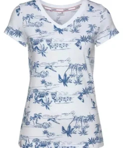 KangaROOS V-Shirt mit tropischem Palmen Allover-Print Blau-weiß, Weiß-blau -KangaROOS Verkaufsladen e9a39b29 3956 5a47 8492 4a249a488448