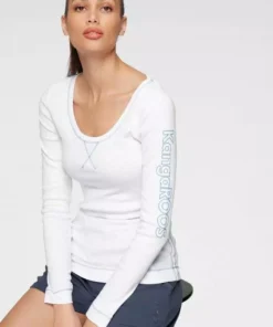 KangaROOS Langarmshirt mit großem Logo-Schriftzug am Arm - NEUE KOLLEKTION Blau-gelb, Schwarz-meliert-wei&szlig;, Wei&szlig;-himmelblau -KangaROOS Verkaufsladen ee80a798 a667 52a6 bb20 9fc0d37683ae