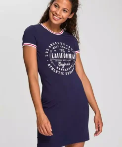 KangaROOS Jerseykleid mit Glitzer-Print vorne Schwarz, Marine