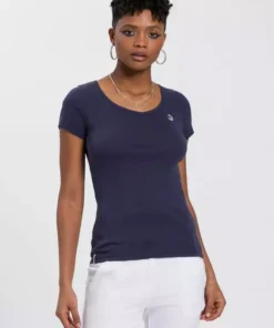 KangaROOS T-Shirt mit V-Neck und silberschimmernden Logodruck auf der Brust - NEUE KOLLEKTION Rosa, Weiß, Marine