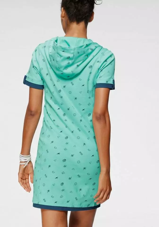 KangaROOS Jerseykleid mit maritimen Anker-Alloverprint Marine, Beere-meliert, Türkis 2 KangaROOS Jerseykleid mit maritimen Anker-Alloverprint Marine, Beere-meliert, Türkis – Bild 2