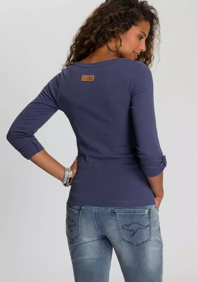 KangaROOS Langarmshirt mit fixierbaren turn-up Ärmel Schwarz, Blau, Weiß 2 KangaROOS Langarmshirt mit fixierbaren turn-up Ärmel Schwarz, Blau, Weiß – Bild 2