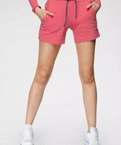 KangaROOS Sweatshorts mit kontrastfarbener Kordel und kleinem Label-Print Hellgrau-meliert, Himbeere, Marine, Weiß