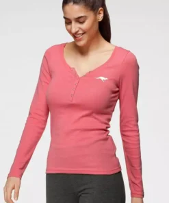 KangaROOS Langarmshirt mit Känguru-Logodruck und Knopfleiste - NEUE KOLLEKTION Himbeere-meliert, Schwarz -KangaROOS Verkaufsladen f4dbd9e2 c678 5ae9 8fa2 e55e2b7fc9ef