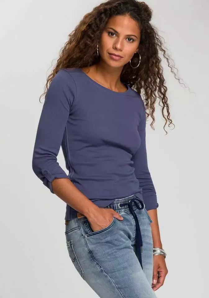 KangaROOS Langarmshirt mit fixierbaren turn-up Ärmel Schwarz, Blau, Weiß 1 KangaROOS Langarmshirt mit fixierbaren turn-up Ärmel Schwarz, Blau, Weiß