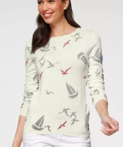 KangaROOS Strickpullover mit tollem maritimen Muster Dunkelblau-gemustert, Grau-gemustert