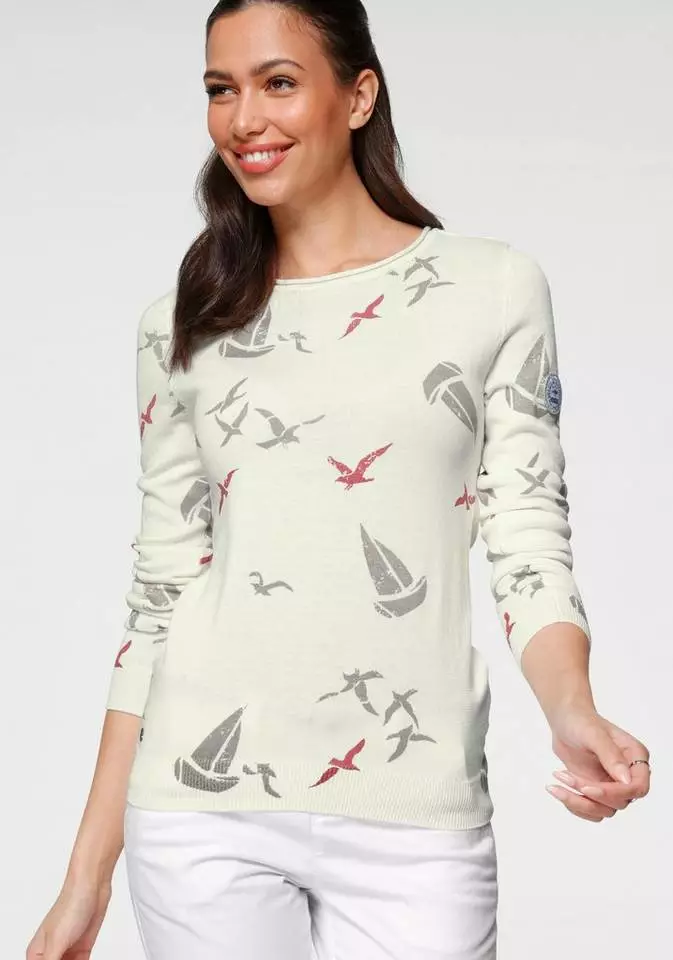 KangaROOS Strickpullover mit tollem maritimen Muster Dunkelblau-gemustert, Grau-gemustert 1 KangaROOS Strickpullover mit tollem maritimen Muster Dunkelblau-gemustert, Grau-gemustert