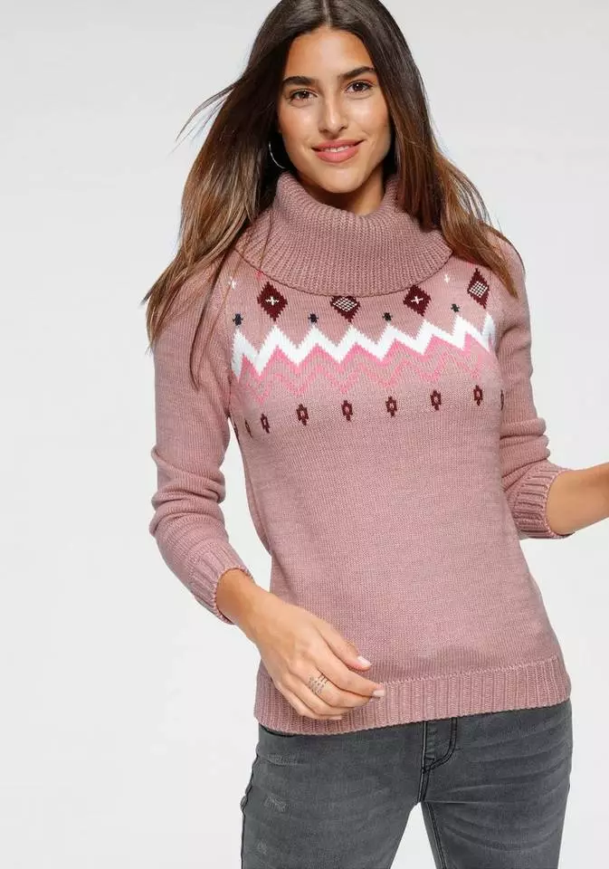KangaROOS Norwegerpullover mit großem Rollkragen Hellgrau-meliert, Rosa-meliert 9 KangaROOS Norwegerpullover mit großem Rollkragen Hellgrau-meliert, Rosa-meliert – Bild 9